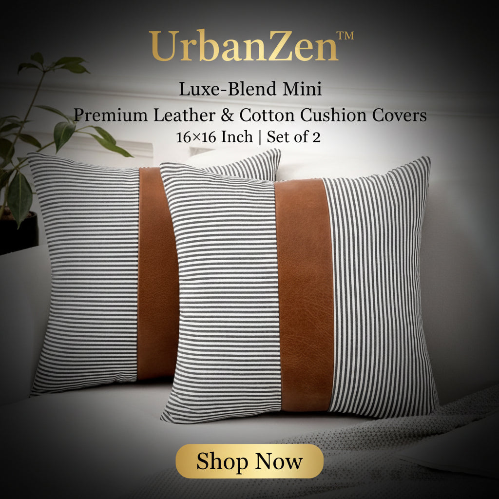 Pillow Covers Leather  Cotton Cushion Covers (16  16 Inch  1 Pair  2 Pc)