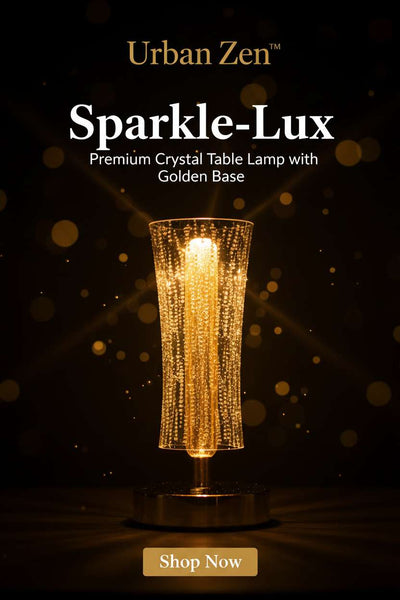 Urban Zen™ Sparkle-Lux – Premium Crystal Table Lamp with Golden Base