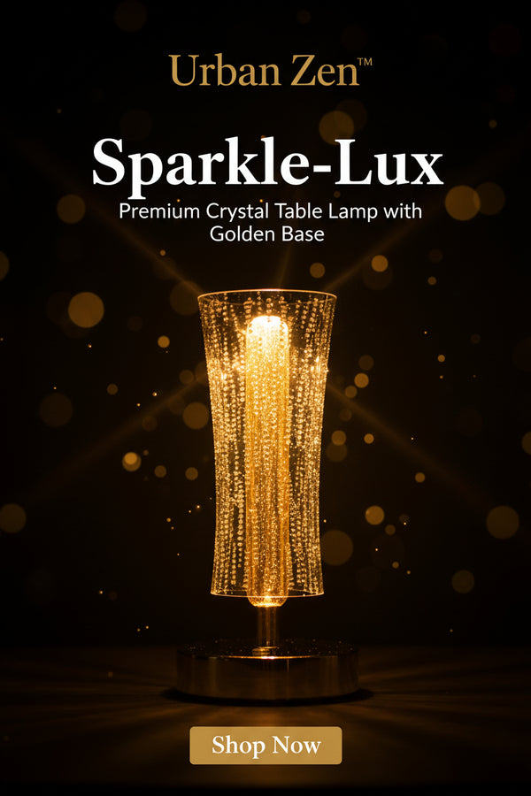 Urban Zen™ Sparkle-Lux – Premium Crystal Table Lamp with Golden Base