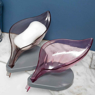 Soap Tray Self Draining Leaf Soap Box Storage Soap Box Rack Leaf Laundry Soap Box With Suction Cup Suitable For Bathroom And Kitchen Plastic Tray Rack (1 Pc) - Mr Urban Choices