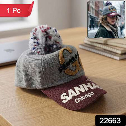 Trendy Winter Baseball Style Woolen Cap (1 Pc)