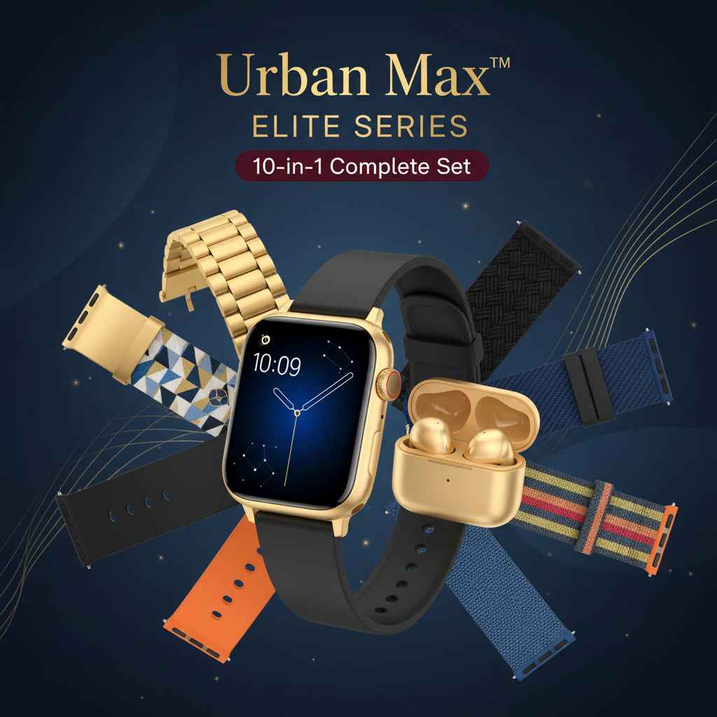 Urban Max™ 10-in-1 Elite Series – Smartwatch with 7 Designer Straps & Pro Earbuds - Mr Urban Choices