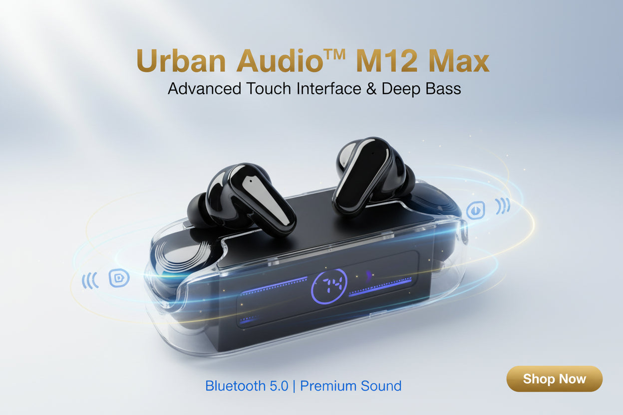 Urban Audio™ M12 Max Bluetooth 5.0 Earphones – Advanced Touch Interface & Deep Bass