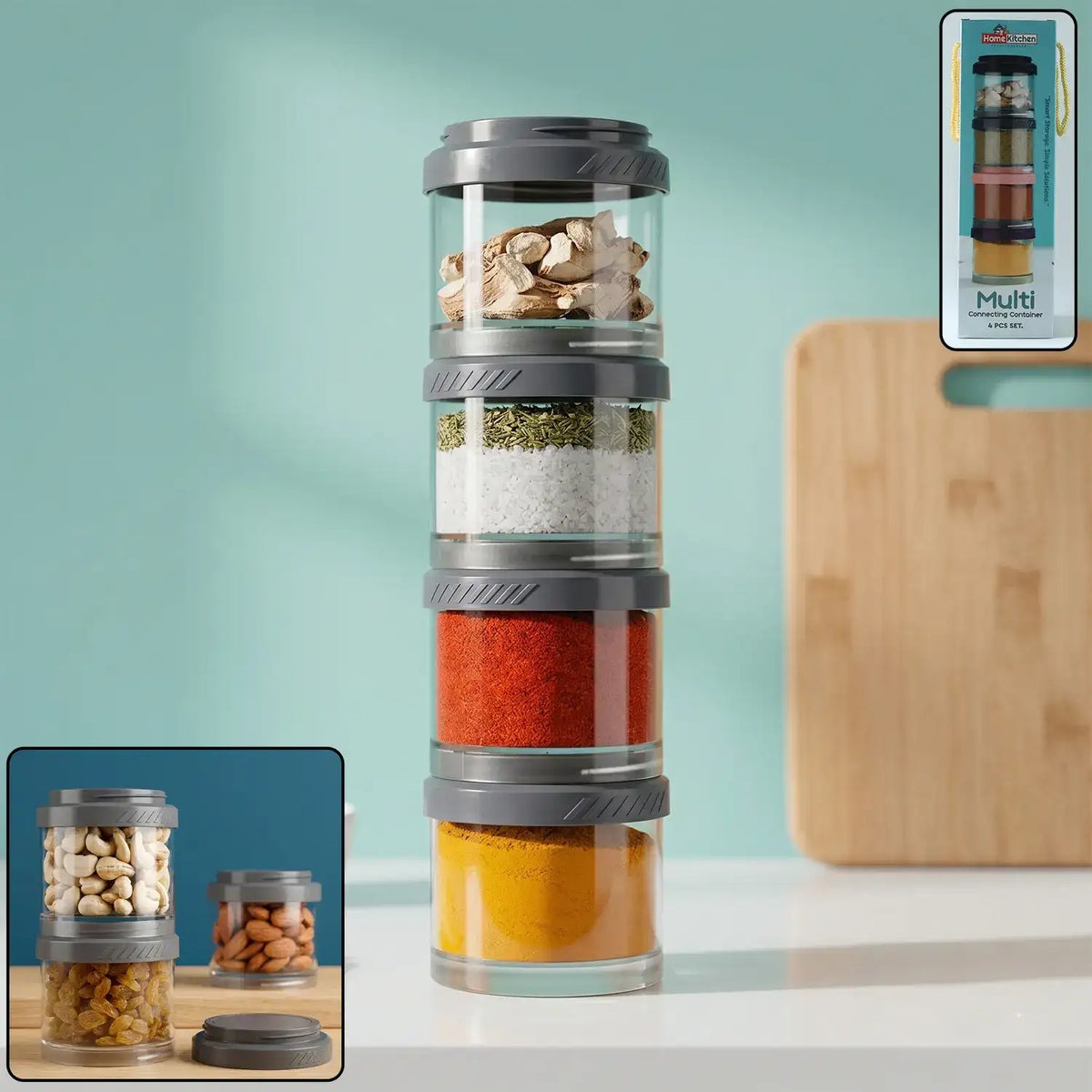 Multipurpose Multi Connecting Stackable Storage Container Set (4 Pc)
