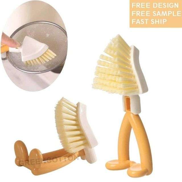 Foldable Triangular Gap Cleaning Brush with Soap Holder (Pack of 2)