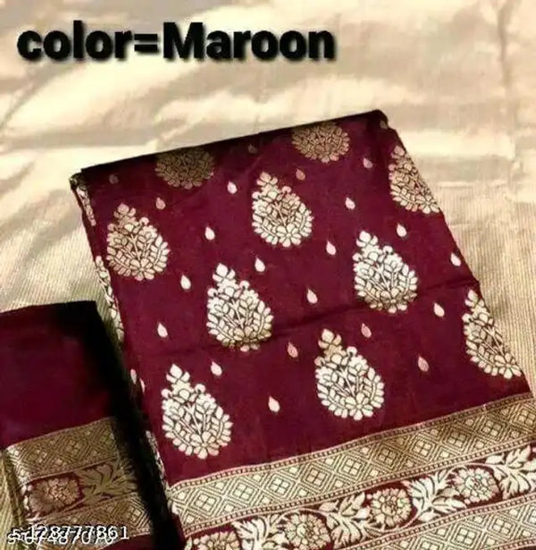 Jacquard Saree With Blouse For Women (Purple, 6.3M) - Mr Urban Choices
