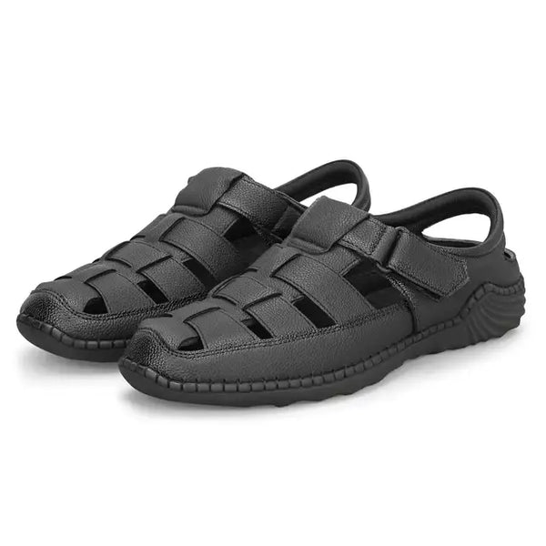 Men's PU Fisherman Black Sandals