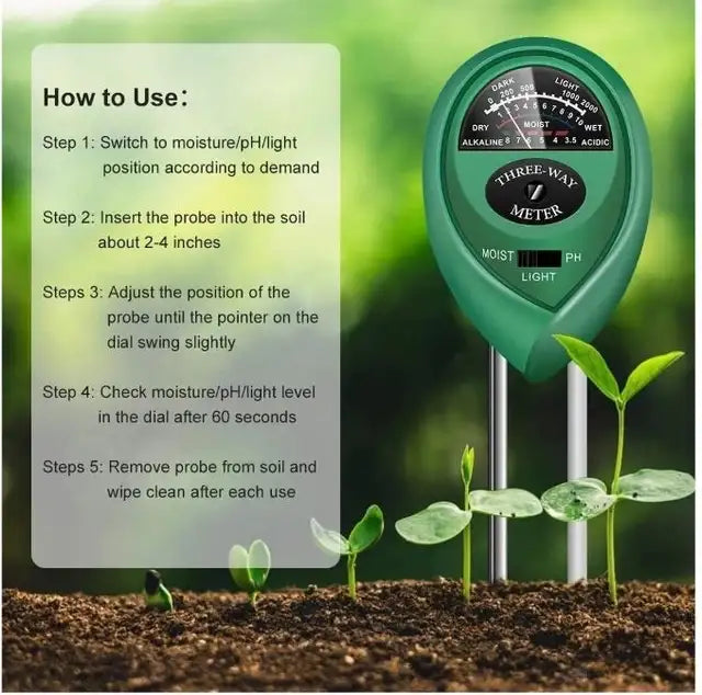 3-in-1 Solar Soil Tester (Pack of 2)