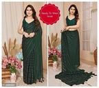 Georgette Striped Saree for Women (Pink, 6.3 m)