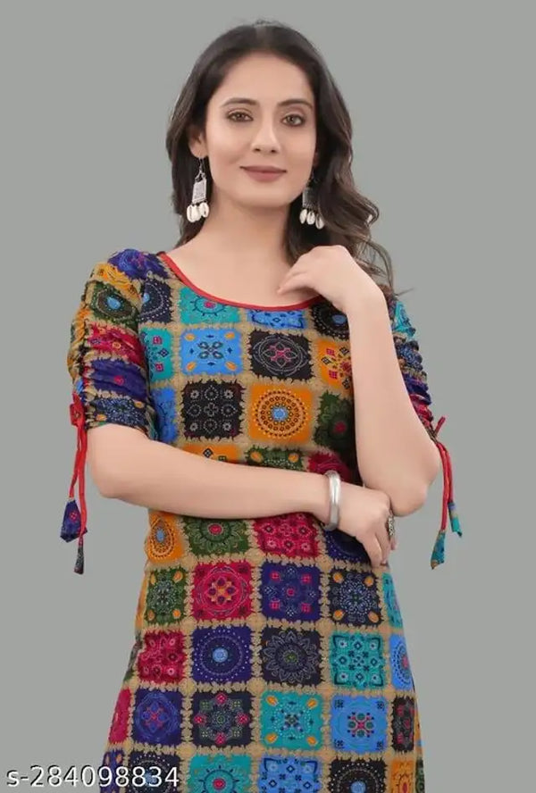 Rayon Printed Kurti for Women (Blue,M) - Mr Urban Choices