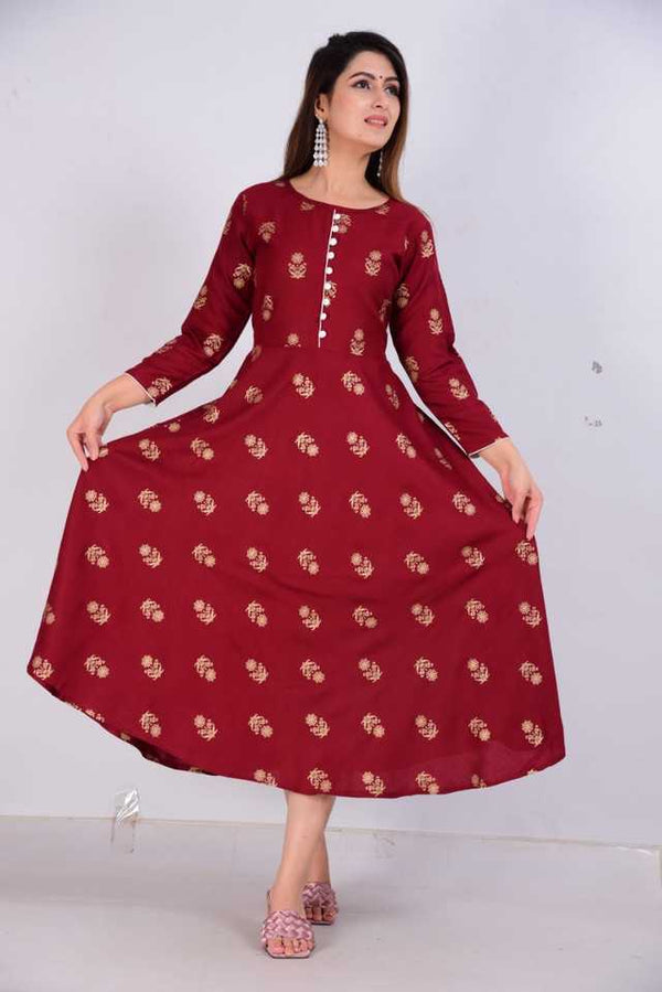 Aman Cotton Kurtis For Women (Maroon, S) (AE-105) - Mr Urban Choices