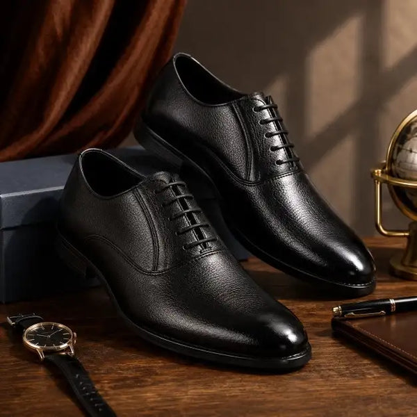 Men's Textured Leather Formal Black Shoes
