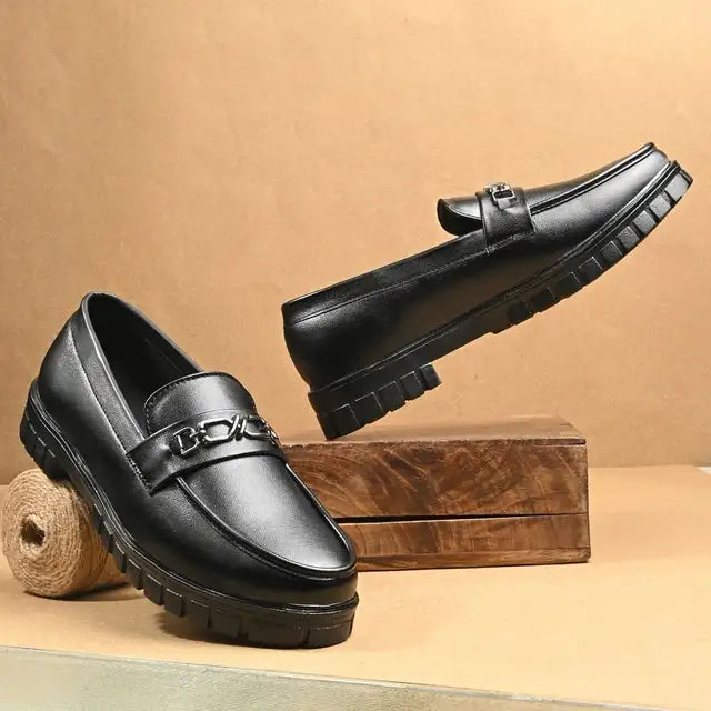 Men's Slip On Horsebit Black Loafers - Mr Urban Choices