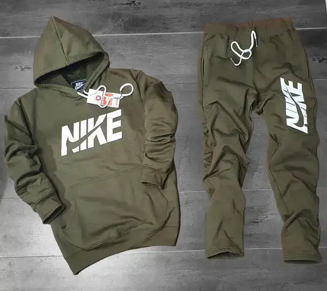 Fleece Hooded Tracksuits for Men (Olive, M) - Mr Urban Choices