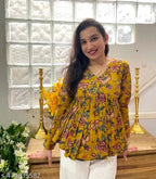 Floral Vibe Mustard Empire Top Stylish & Comfortable Daily Wear