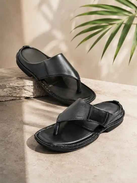 Men's Pure Leather Comfort Black Sandals