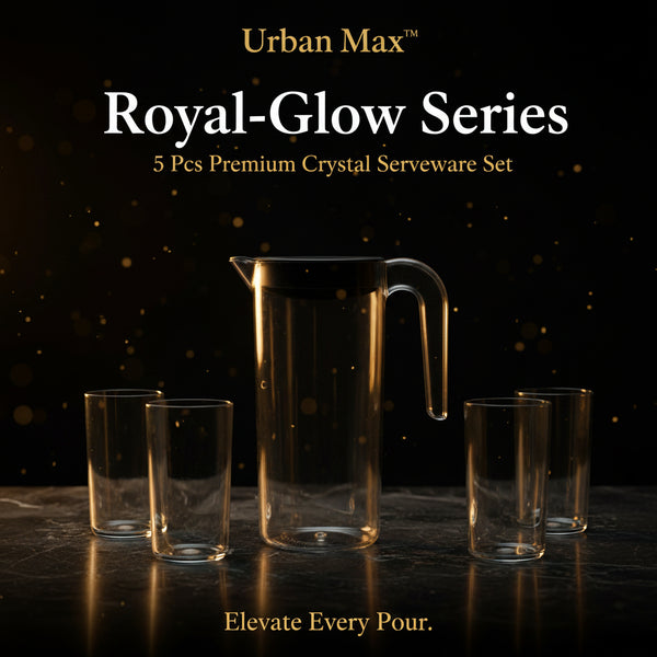 Urban Max™ Royal-Glow Series – 5 Pcs Premium Crystal Serve-ware Set