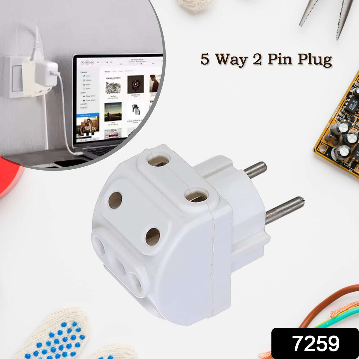 Urban Tech™ Power-Pent – 5-Way 2-Pin Multi-Plug Socket Converter - Mr Urban Choices