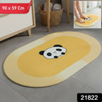 Anti-slip Cartoon Panda Printed Bathroom Floor Mat (1 Pc 90 X 59 Cm)