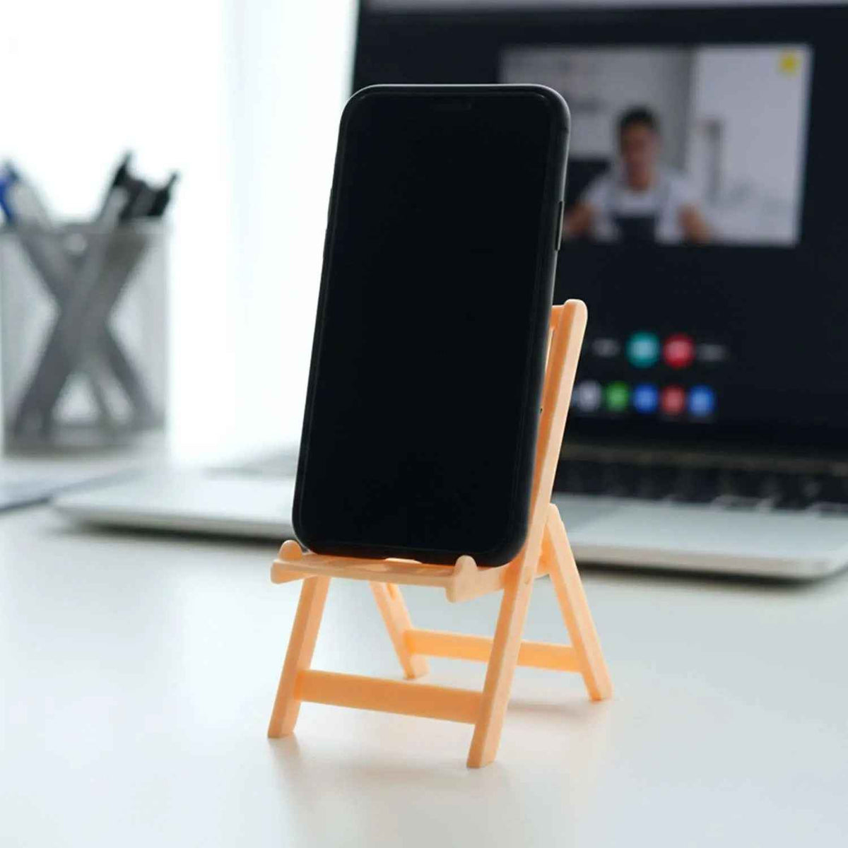 Mini Chair Shape Mobile Stand Holder (1 Pc  Peach Color)