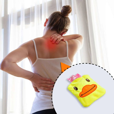 Yellow Duck Small Hot Water Bag With Cover For Pain Relief Neck Shoulder Pain And Hand Feet Warmer Menstrual Cramps.