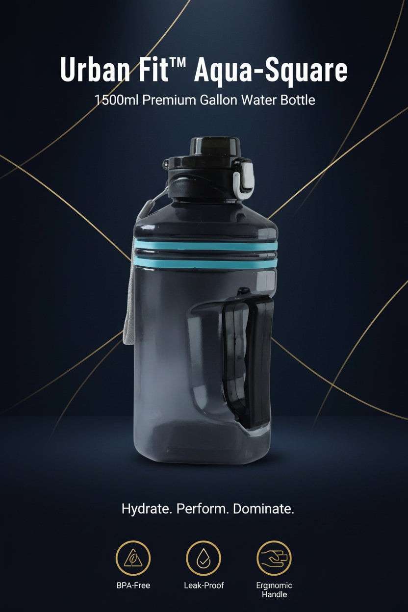 Urban Fit™ Aqua-Square – 1500ml Premium Gallon Water Bottle with Handle - Mr. Urban Choices