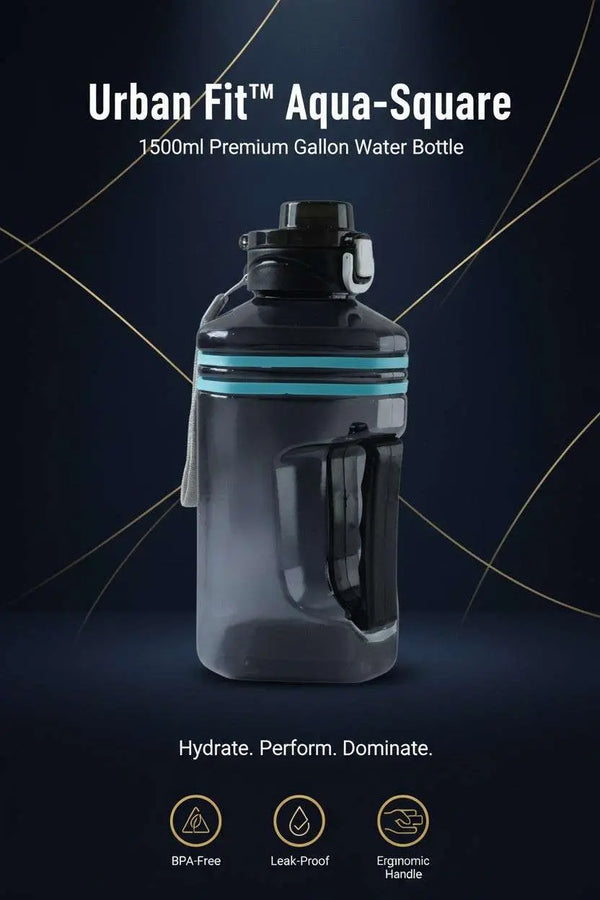 Urban Fit™ Aqua-Square – 1500ml Premium Gallon Water Bottle with Handle - Mr Urban Choices
