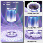 6605 Crystal Table Lamp  Touch Control Atmosphere Nightstand Lamp With Usb Charging Line