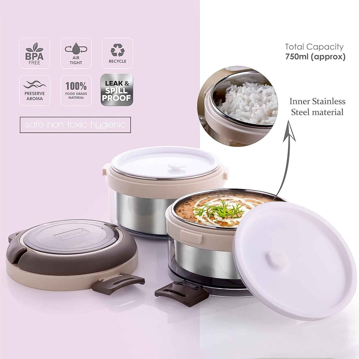 2 Double Layer Stainless Steel Insulated Lunch Box Set - Mr Urban Choices