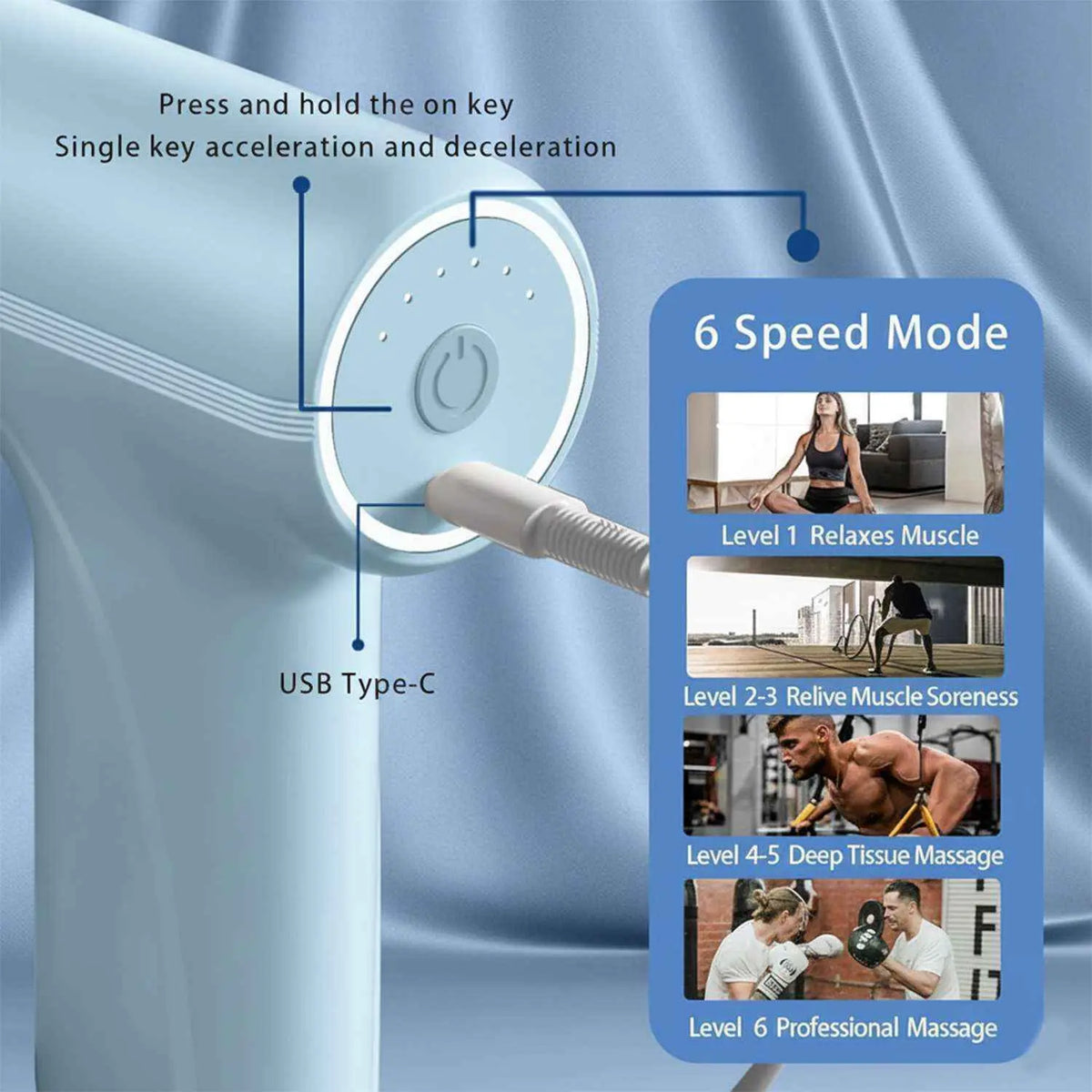 Electric Vibrating Massage Gun With Multiple Interchangeable Heads