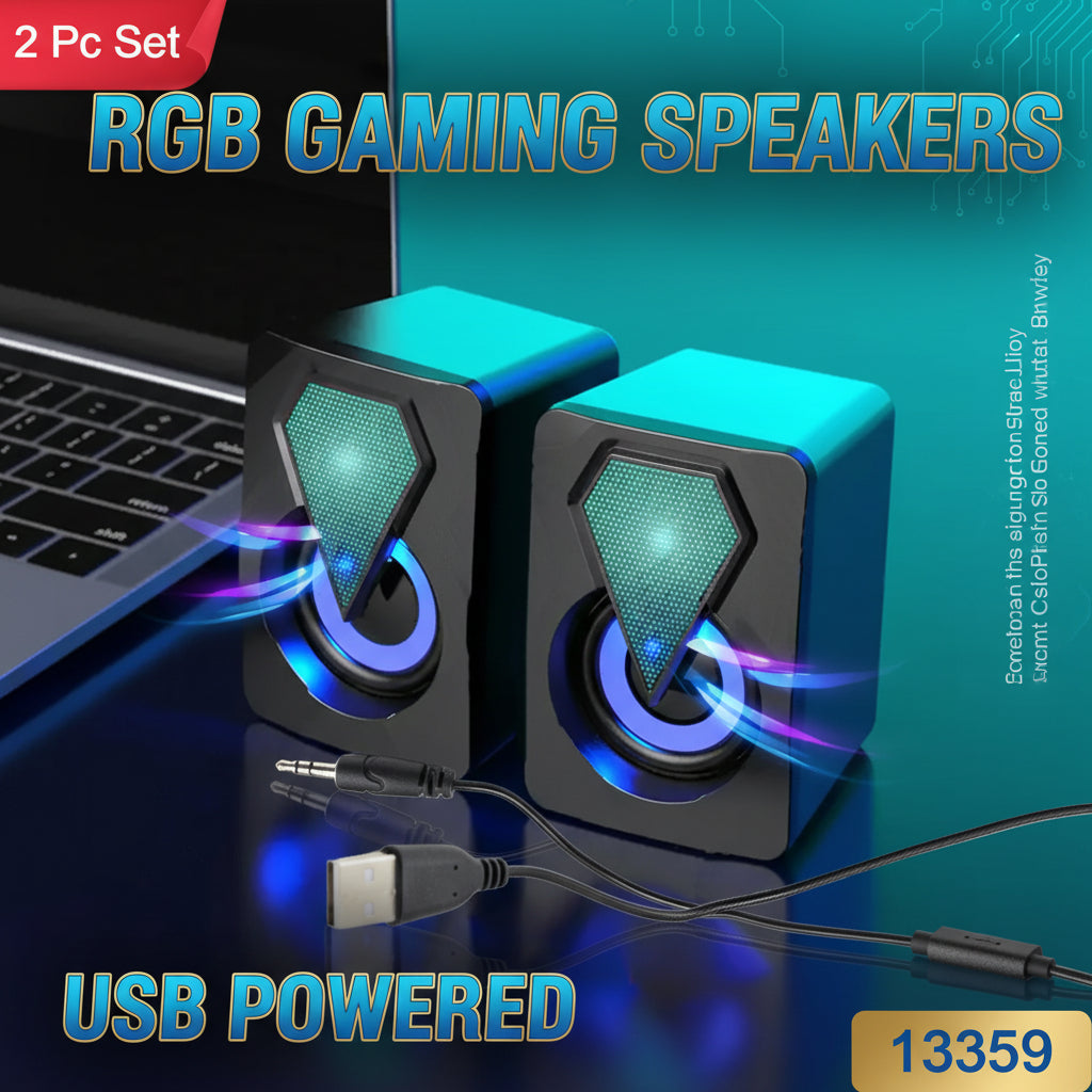Rgb Desktop Speakers Plug And Play Usb Powered Speaker (2 Pc Set)