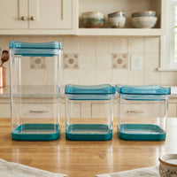 Squarion Airtight Plastic Storage Containers Set For Kitchen Grocery (4 Pc)