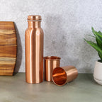 Copper Water Bottle 2 Glasses With Gift Box (3 Pcs Set)