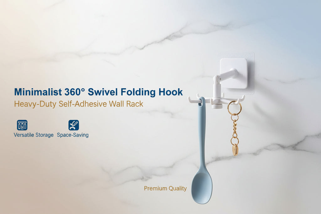 4644 360 Rotating Folding Hook Self-adhesive Waterproof Wall Mounted Hook