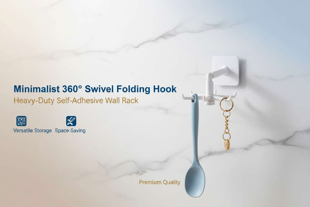 Minimalist 360° Swivel Folding Hook – Heavy-Duty Self-Adhesive Wall Rack - Mr Urban Choices