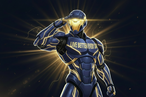 Live Better Every Day - Saluting Robo Mascot