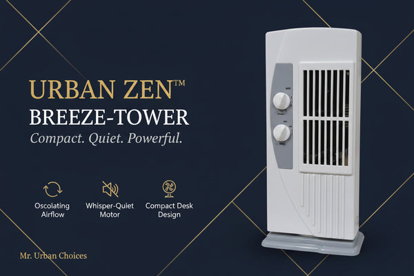 Urban Zen™ Breeze-Tower – Compact Micro Oscillating Personal Tower Fan