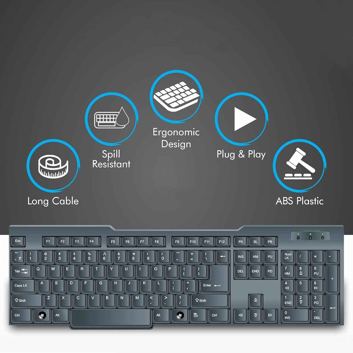 Urban Wired USB Keyboard 104 Keys - Ergonomic & Portable - Mr Urban Choices