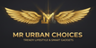Gold wings logo with 'MR URBAN CHOICES' text on a dark background with circuit designs.