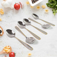 Urban Zen™ Royal-Gild – Textured Stainless Steel Spoons with Gold Plated Handles - Mr Urban Choices