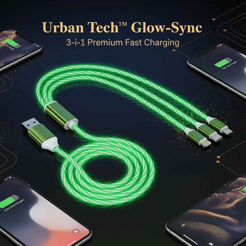 3-in-1 LED Fast Charging Cable with Multi Connectors - Mr Urban Choices