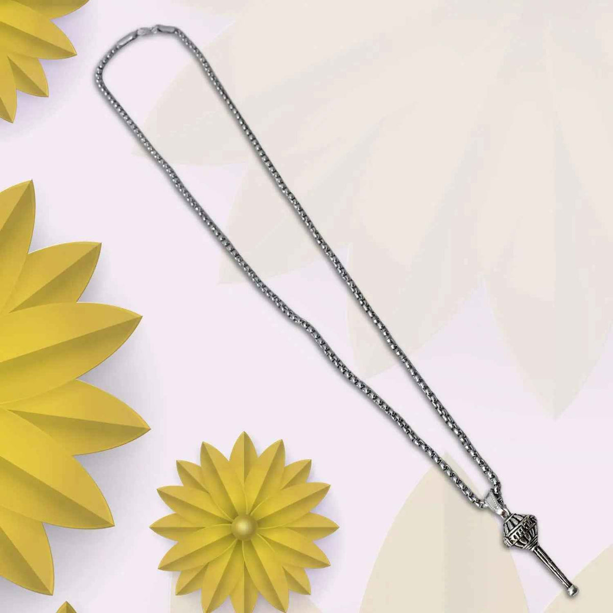 Silver Chain With Gada Pendant  Locket (1 Pc)