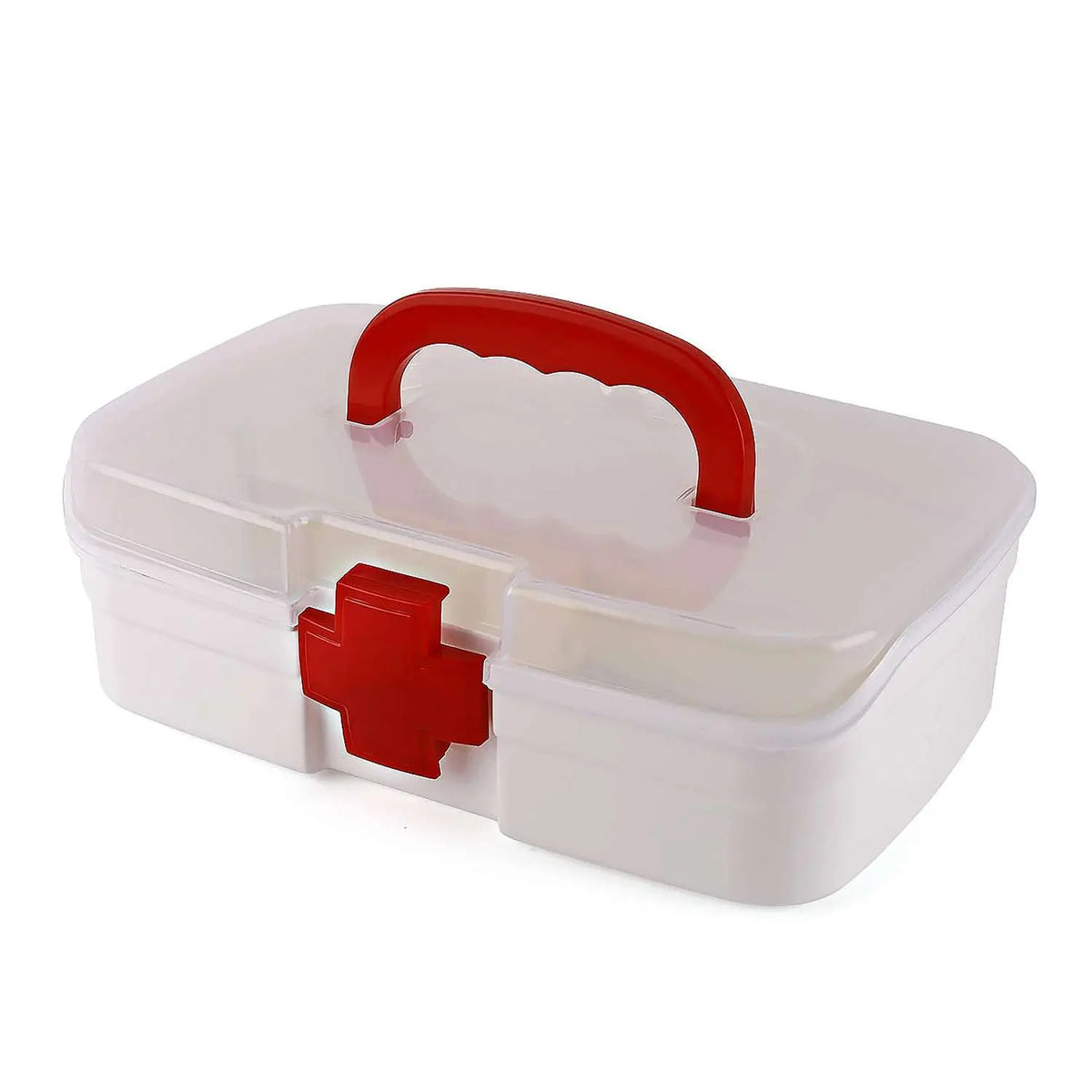 12980 3 Compartment Medical Box 1 Piece Indoor Outdoor Medical Utility Medicine Storage Box Detachable Tray Medical Box Multi Purpose Regular Medicine First Aid Box With Handle Transparent Lid  Color Box