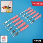 Premium Stainless Steel Fruit Fork Set  10 Pieces With Soft Non-slip Handle