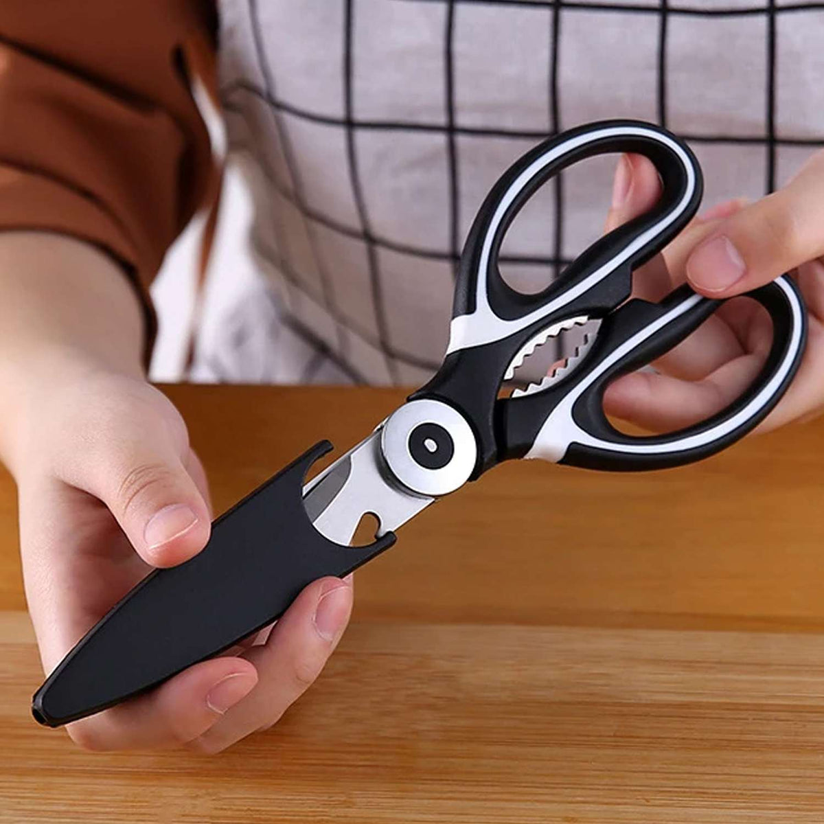 3 In1 Multi-function Kitchen Household For Vegetables Fruit Cheese Meat Slices With Bottle Opener Stainless Steel Sea Food Scissor (1 Pc ) - Mr Urban Choices