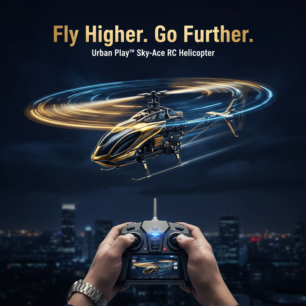 Urban Play™ Sky-Ace RC Helicopter – Premium Remote Control Flying Toy with USB Charging