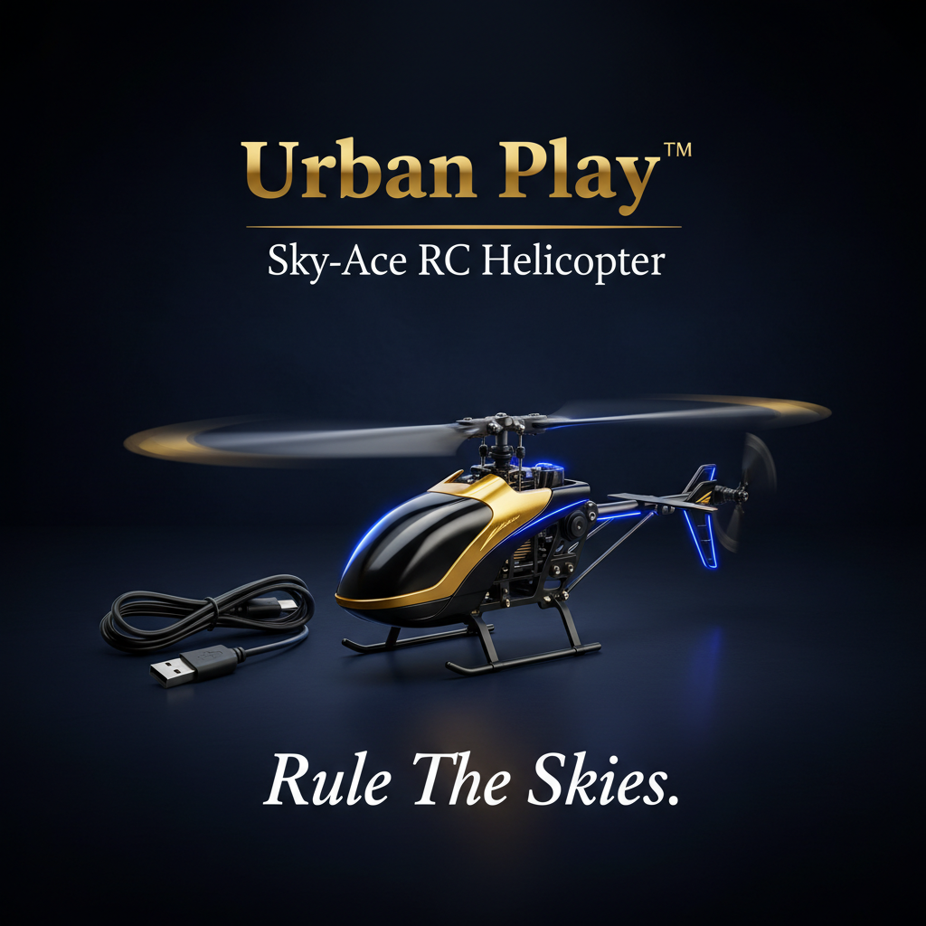 Urban Play™ Sky-Ace RC Helicopter – Premium Remote Control Flying Toy with USB Charging