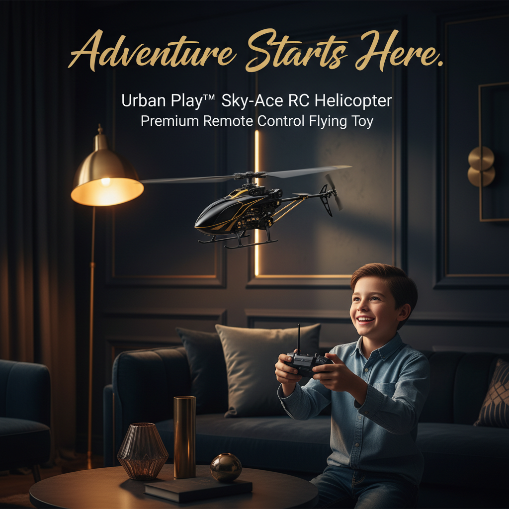 Urban Play™ Sky-Ace RC Helicopter – Premium Remote Control Flying Toy with USB Charging