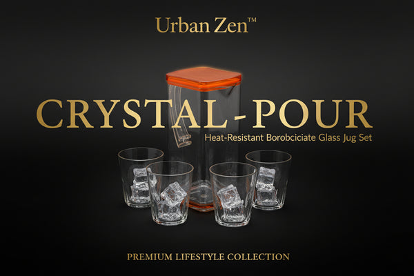 Urban Zen™ Crystal-Pour – Premium Heat-Resistant Borosilicate Glass Jug