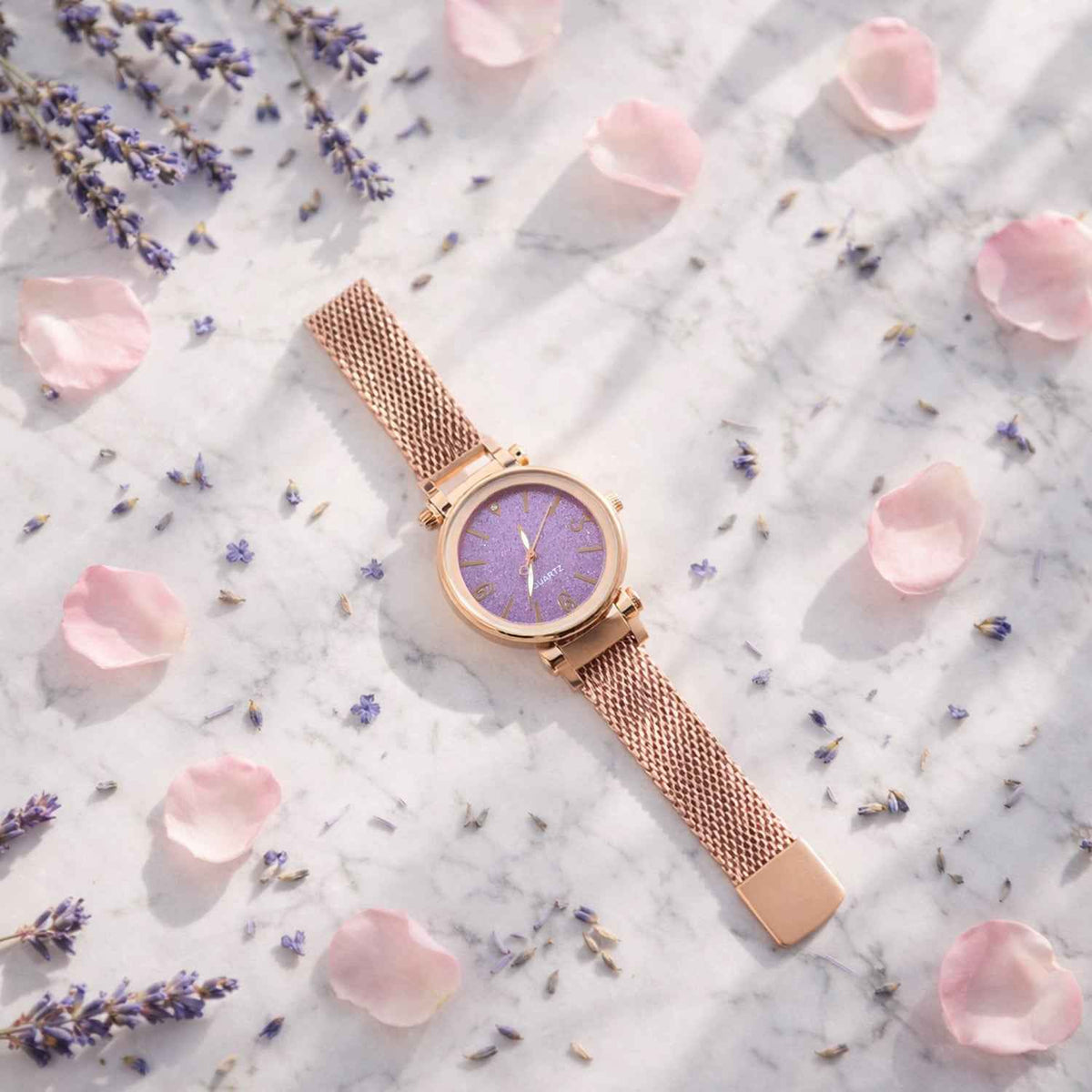 Urban Glow™ Rose Series – Slim Mesh Strap Watch with Premium Magnetic Clasp - Mr Urban Choices